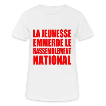 la jeunesse emmerde le rassemblement national - T-shirt respirant Femme - blanc - Devant - AI Model Female 172 dark (172cm)