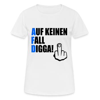 auf keinen fall digga - Frauen T-Shirt atmungsaktiv - Weiß - Vorne - AI Model Female 172 dark (172cm)