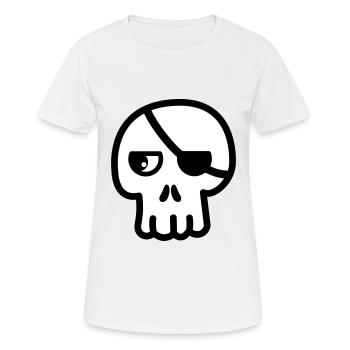 Totenkopf Augenklappe Kawaii - Frauen T-Shirt atmungsaktiv - Weiß - Vorne - AI Model Female 172 dark (172cm)