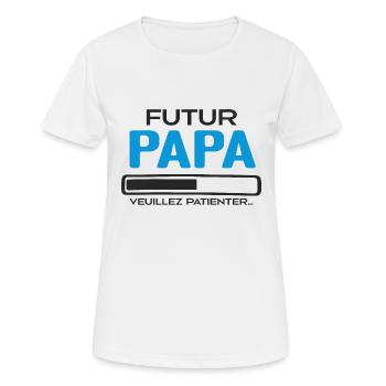 Futur papa Idée Cadeau Futur Père - T-shirt respirant Femme - blanc - Devant - AI Model Female 172 dark (172cm)