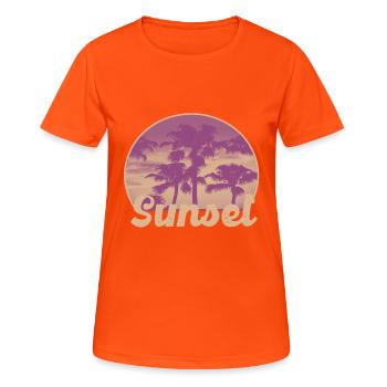 Sunset - T-shirt respirant Femme - orange néon - Devant - AI Model Female 172 dark (172cm)
