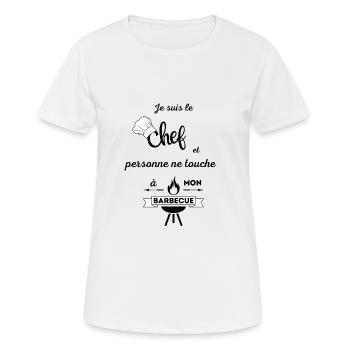 Je suis le chef personne ne touche à mon barbecue - T-shirt respirant Femme - blanc - Devant - AI Model Female 172 dark (172cm)