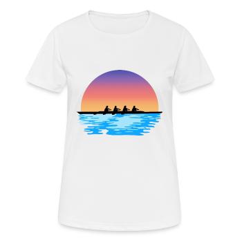 Rudern, Frauen Ruderteam, Wasser und Sonne - Frauen T-Shirt atmungsaktiv - Weiß - Vorne - AI Model Female 172 dark (172cm)