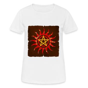 pentagramm in sonne e 232 - Frauen T-Shirt atmungsaktiv - Weiß - Vorne - AI Model Female 172 dark (172cm)