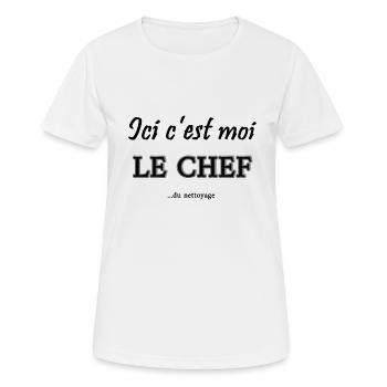 c'est moi le chef - T-shirt respirant Femme - blanc - Devant - AI Model Female 172 dark (172cm)