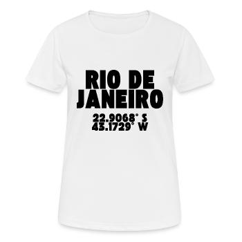 Rio de Janeiro - Design mit Koordinaten - Frauen T-Shirt atmungsaktiv - Weiß - Vorne - AI Model Female 172 dark (172cm)