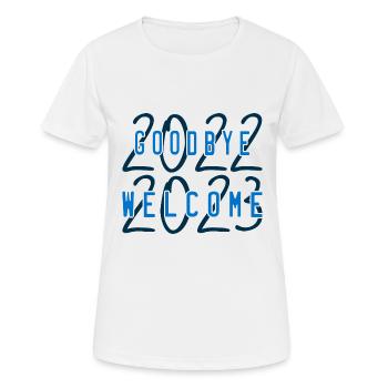 Willkommen 2023 - Frauen T-Shirt atmungsaktiv - Weiß - Vorne - AI Model Female 172 dark (172cm)