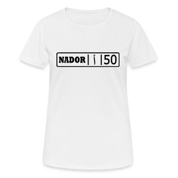 Plaque d’immatriculation Nador ا 50 - T-shirt respirant Femme - blanc - Devant - AI Model Female 172 dark (172cm)