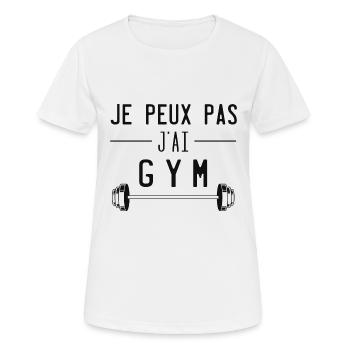 J peux pas j ai gym - T-shirt respirant Femme - blanc - Devant - AI Model Female 172 dark (172cm)