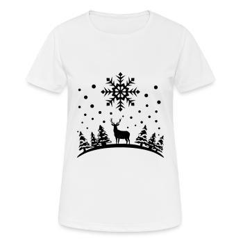 Winter - Hirsch, Wald und Schnee - Frauen T-Shirt atmungsaktiv - Weiß - Vorne - AI Model Female 172 dark (172cm)