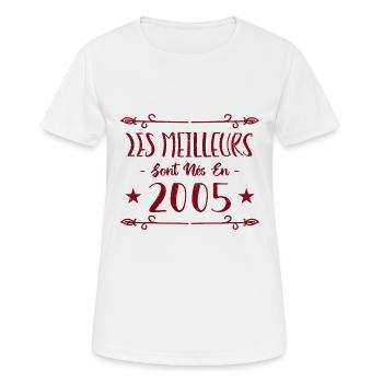 Les meilleurs sont nés en 2005 - T-shirt respirant Femme - blanc - Devant - AI Model Female 172 dark (172cm)