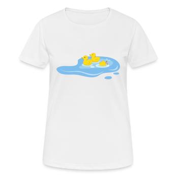 Canards dans une mare - T-shirt respirant Femme - blanc - Devant - AI Model Female 172 dark (172cm)