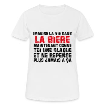 IMAGINE LA VIE SANS LA BIÈRE - T-shirt respirant Femme - blanc - Devant - AI Model Female 172 dark (172cm)