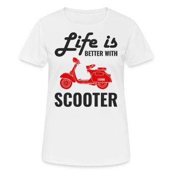 Roller Fahrer Scootering Motorrad Moped Lustig - Frauen T-Shirt atmungsaktiv - Weiß - Vorne - AI Model Female 172 dark (172cm)