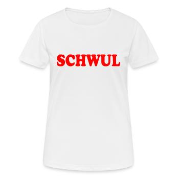 Schwul - Frauen T-Shirt atmungsaktiv - Weiß - Vorne - AI Model Female 172 dark (172cm)