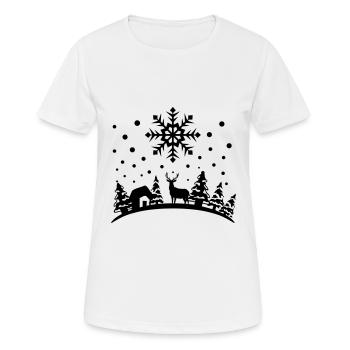 Winter - Hirsch, Wald, Haus und Schnee - Frauen T-Shirt atmungsaktiv - Weiß - Vorne - AI Model Female 172 dark (172cm)
