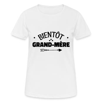 Bientot Grand Mere Future Grand Mère Cadeau - T-shirt respirant Femme - blanc - Devant - AI Model Female 172 dark (172cm)