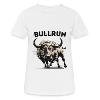 Bullrun Stock Exchange Krypro Bull Red Eye Quotes - Women's Breathable T-Shirt - white - Front - AI Model Female 172 dark (172cm)