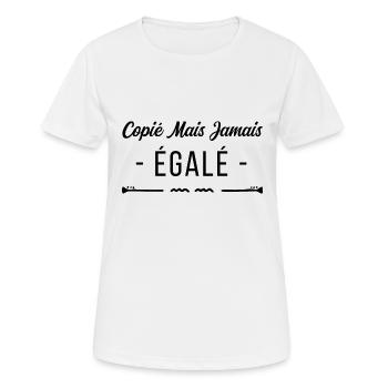 Copié mais jamais égalé - tshirt humoristique - T-shirt respirant Femme - blanc - Devant - AI Model Female 172 dark (172cm)