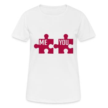 ICH DU | PUZZLE | PAAR - Frauen T-Shirt atmungsaktiv - Weiß - Vorne - AI Model Female 172 dark (172cm)