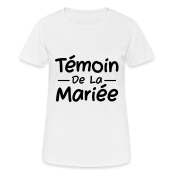 Témoin de la mariée - T-shirt respirant Femme - blanc - Devant - AI Model Female 172 dark (172cm)