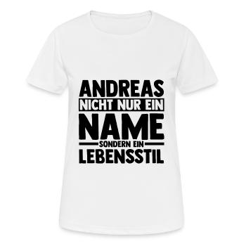 Prénom Andreas - T-shirt respirant Femme - blanc - Devant - AI Model Female 172 dark (172cm)