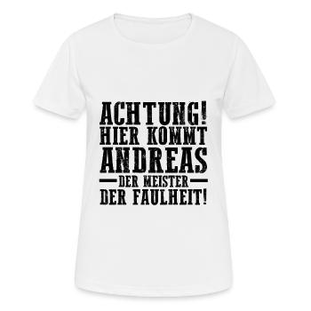 Vorname Andreas - Frauen T-Shirt atmungsaktiv - Weiß - Vorne - AI Model Female 172 dark (172cm)