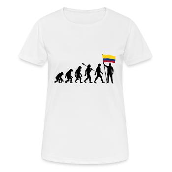 Kolumbien - Evolution - Flagge - Nation - Frauen T-Shirt atmungsaktiv - Weiß - Vorne - AI Model Female 172 dark (172cm)