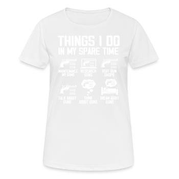 Dinge, die ich in meiner Freizeit mache Lustige Waffe für Waffenliebhaber - Frauen T-Shirt atmungsaktiv - Weiß - Vorne - AI Model Female 172 dark (172cm)