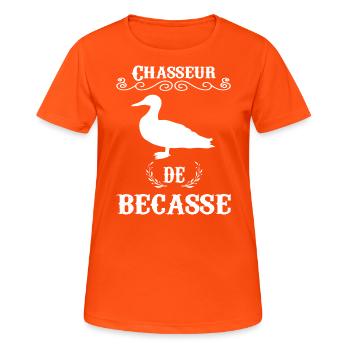 Chasseur De Bécasse - T-shirt respirant Femme - orange néon - Devant - AI Model Female 172 dark (172cm)