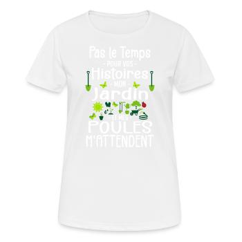 Jardin Poule Humour - Humour Jardinier - Women's Breathable T-Shirt - white - Front - AI Model Female 172 dark (172cm)