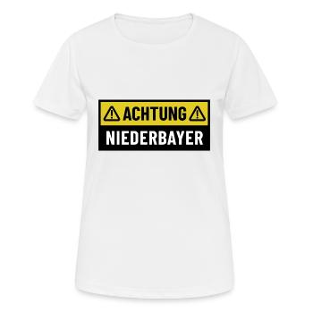 Achtung Niederbayer - Regionaler Spruch - Frauen T-Shirt atmungsaktiv - Weiß - Vorne - AI Model Female 172 dark (172cm)