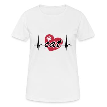 Courbe ECG - Courbe cardiaque - Pouls - Chat - Patte - T-shirt respirant Femme - blanc - Devant - AI Model Female 172 dark (172cm)