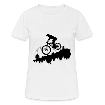 Mountain biking, mountain biking and mountains - Women's Breathable T-Shirt - white - Front - AI Model Female 172 dark (172cm)