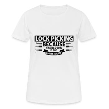Lockpicking Türen Aufbrechen Schließtechniker - Frauen T-Shirt atmungsaktiv - Weiß - Vorne - AI Model Female 172 dark (172cm)