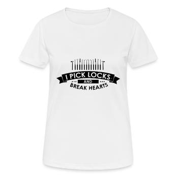 Schlüsselnotdienst Herzensbrecher Lockpicking - Frauen T-Shirt atmungsaktiv - Weiß - Vorne - AI Model Female 172 dark (172cm)