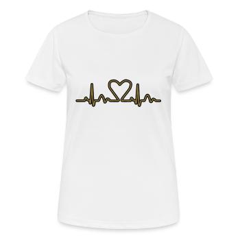 Lignes de impulsion d'électrocardiogramme de coeur - T-shirt respirant Femme - blanc - Devant - AI Model Female 172 dark (172cm)