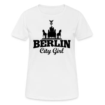 BERLIN CITY GIRL QUADRIGA - Frauen T-Shirt atmungsaktiv - Weiß - Vorne - AI Model Female 172 dark (172cm)