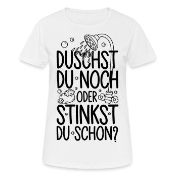 Winter Energiekrise duschen Wasser sparen - Frauen T-Shirt atmungsaktiv - Weiß - Vorne - AI Model Female 172 dark (172cm)