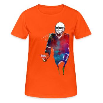 L’art sportif de la crosse #lacrosse #sport - T-shirt respirant Femme - orange néon - Devant - AI Model Female 172 dark (172cm)