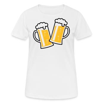 2 Maßkrüge Stoßen An (Bier / Bierseidel / 2C) - Frauen T-Shirt atmungsaktiv - Weiß - Vorne - AI Model Female 172 dark (172cm)