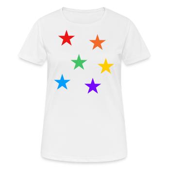 Sterne Regenbogen LGBTQ subtile Gay Pride - Frauen T-Shirt atmungsaktiv - Weiß - Vorne - AI Model Female 172 dark (172cm)
