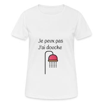 je peux pas j'ai douche - T-shirt respirant Femme - blanc - Devant - AI Model Female 172 dark (172cm)