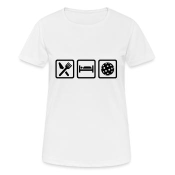 Floorball - Frauen T-Shirt atmungsaktiv - Weiß - Vorne - AI Model Female 172 dark (172cm)
