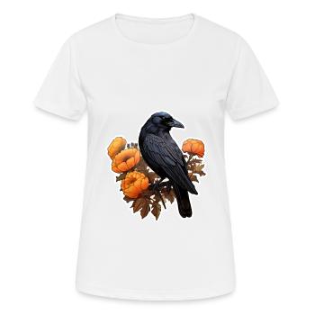 Corbeau sur fleur buisson Halloween automne - T-shirt respirant Femme - blanc - Devant - AI Model Female 172 dark (172cm)