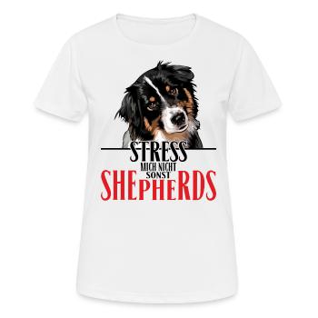 AUSTRALIAN SHEPHERD le stress ne me - T-shirt respirant Femme - blanc - Devant - AI Model Female 172 dark (172cm)
