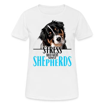 AUSTRALIAN SHEPHERD le stress ne me - T-shirt respirant Femme - blanc - Devant - AI Model Female 172 dark (172cm)