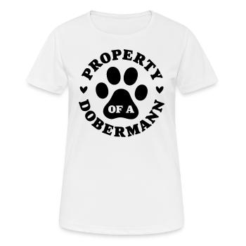 Eigentum eines Dobermanns - Frauen T-Shirt atmungsaktiv - Weiß - Vorne - AI Model Female 172 dark (172cm)