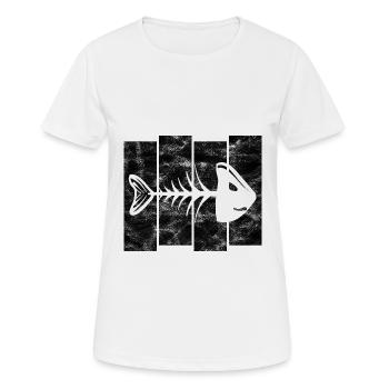 Arête de poisson pour les pêcheurs, les pêcheurs et les enfants | Poissons - T-shirt respirant Femme - blanc - Devant - AI Model Female 172 dark (172cm)