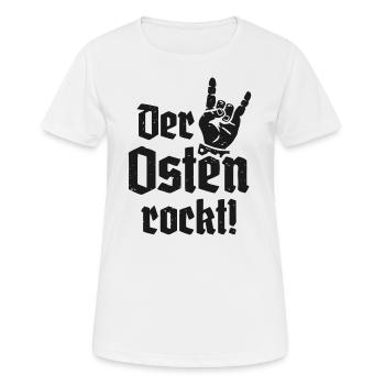 Der Osten rockt Ostdeutschland - Frauen T-Shirt atmungsaktiv - Weiß - Vorne - AI Model Female 172 dark (172cm)